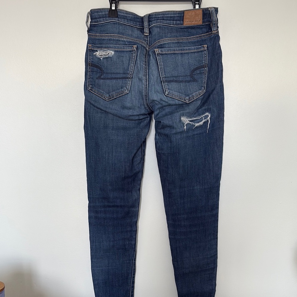 American Eagle Blue Skinny Ripped Jeans - Picture 3 of 4